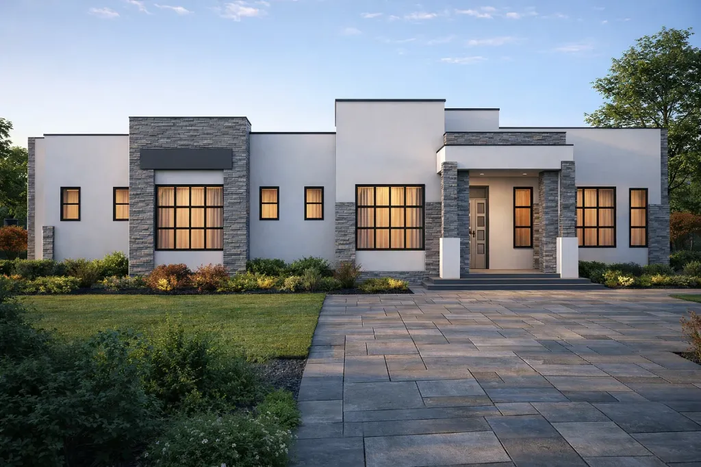 5 Bedroom Hidden Roof Bungalow House Plan 1500A